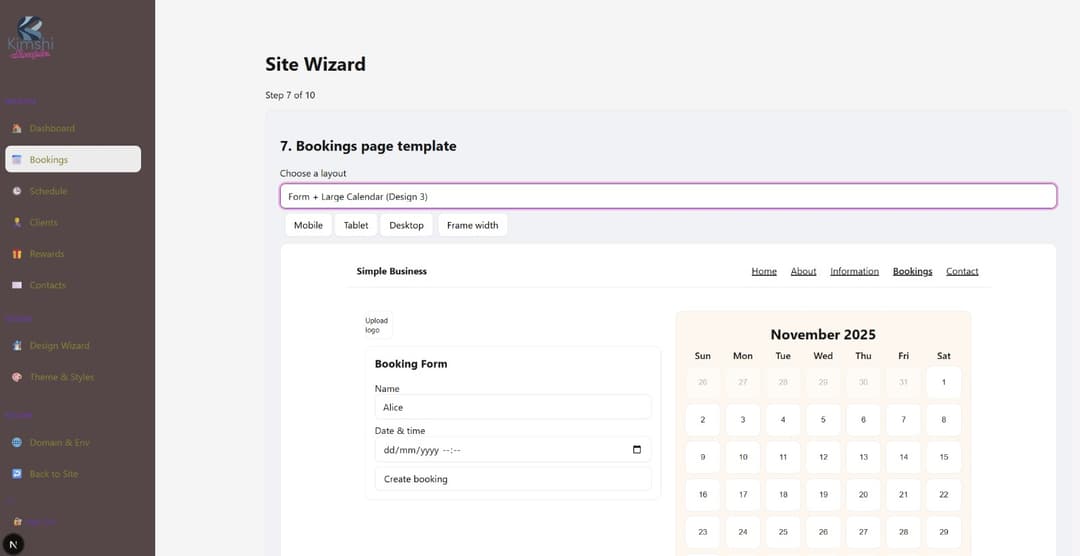 Admin interface screenshot